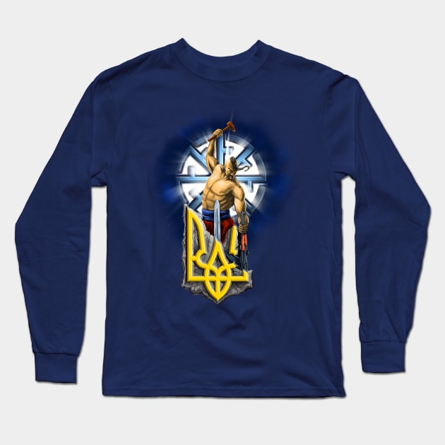 Cossack with trident Long Sleeve T-Shirt by xlhombat